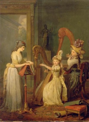 la leçon de harpe avec mme de Genlis par Giroust